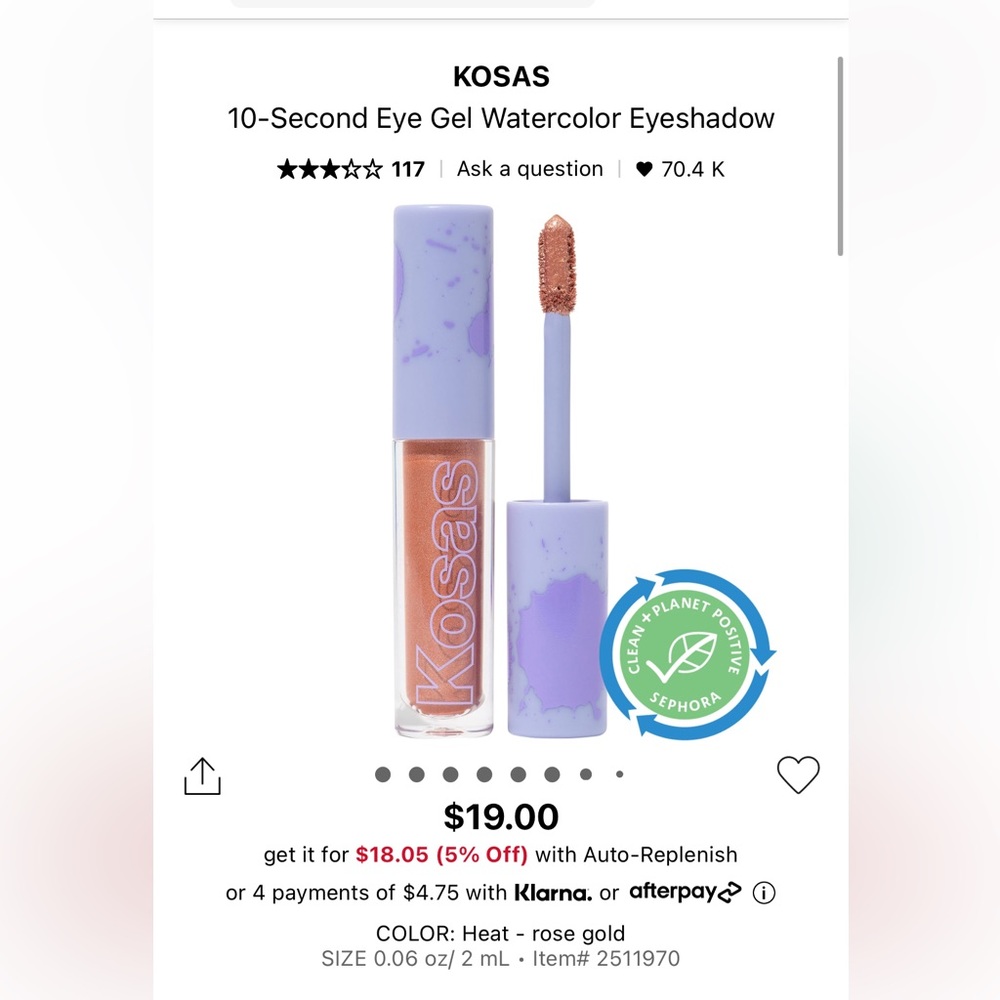 New, Kosas eye colour